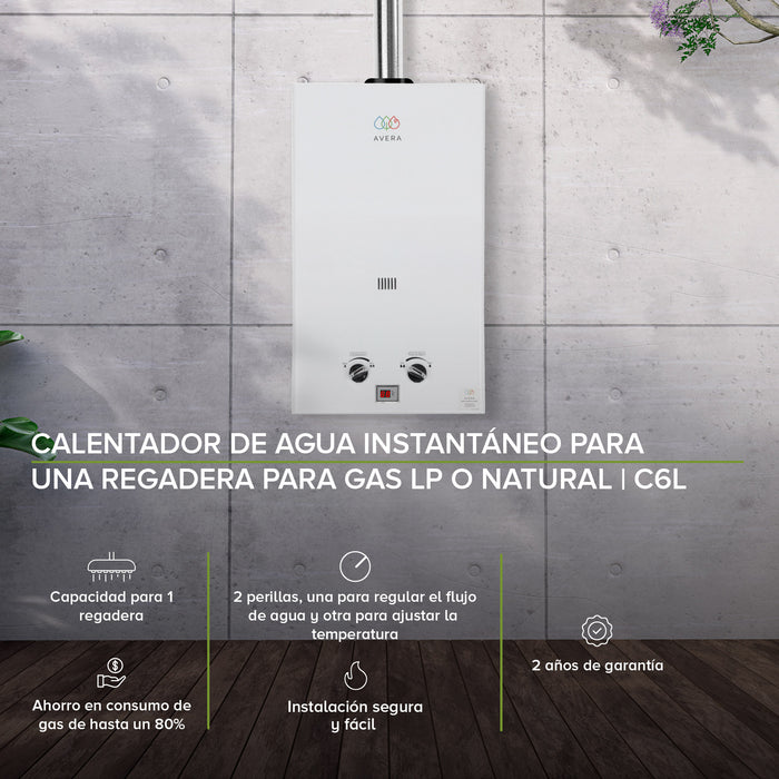 Calentador de agua instantáneo para gas natural 6 L