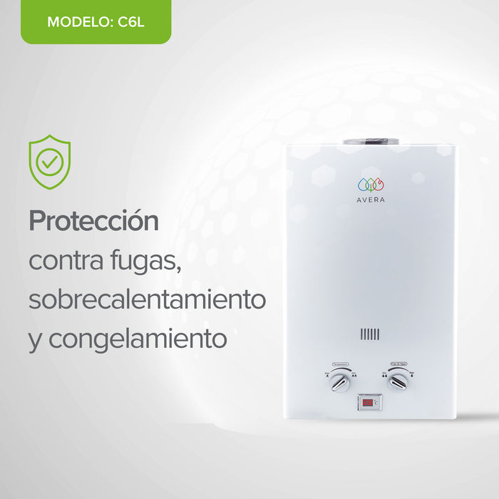 Combo Calentador gas LP 6 L + Presurizador 26 L