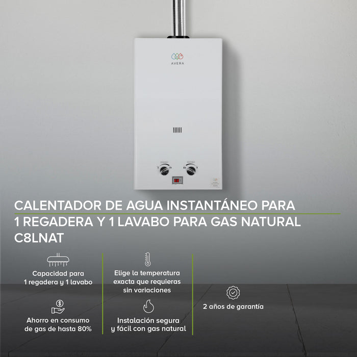 Calentador de agua instantáneo para gas natural 8 L