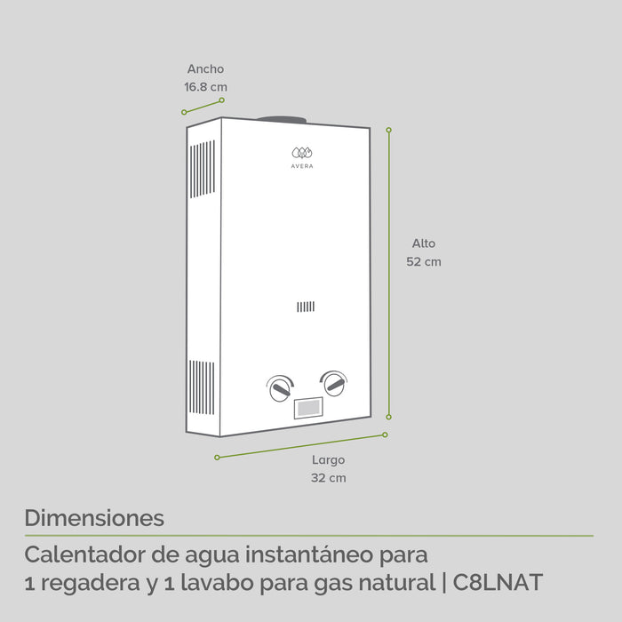 Calentador de agua instantáneo para gas natural 8 L