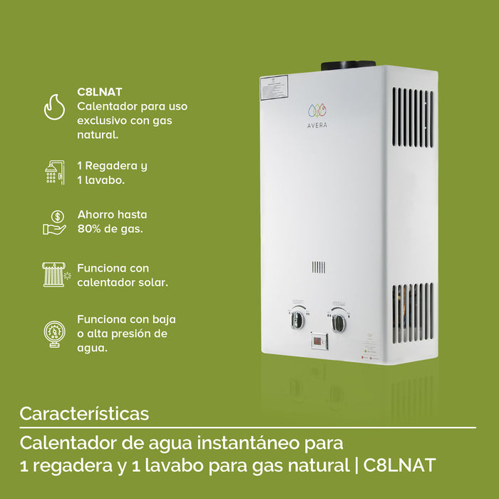 Calentador de agua instantáneo para gas natural 8 L