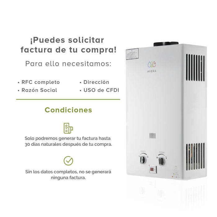 Calentador de agua instantáneo para gas natural 8 L