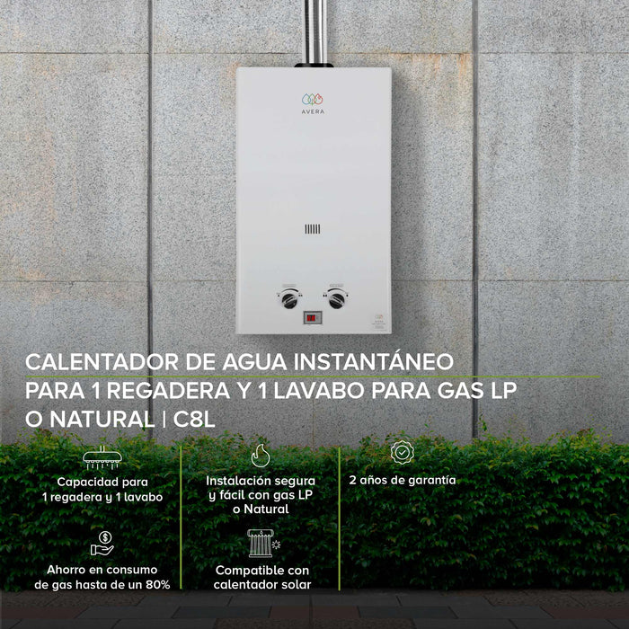 Calentador de agua instantáneo para gas LP 8 L