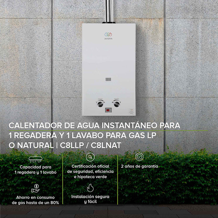 Calentador gas natural 8 L + Presurizador 35 L