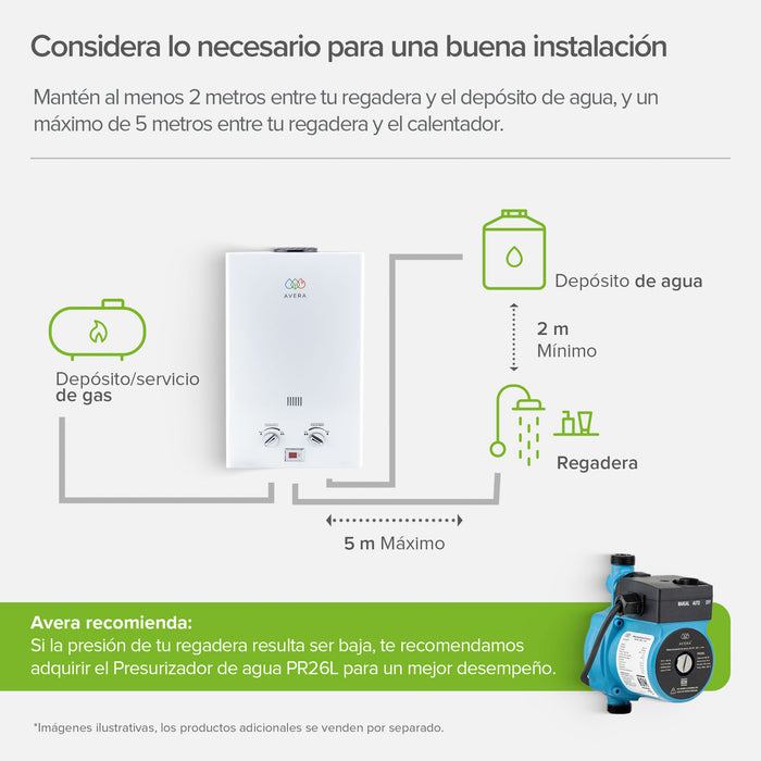 Calentador de agua instantáneo para gas LP 8 L