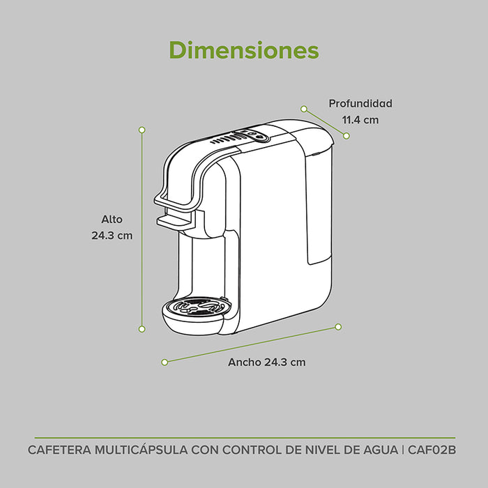 Cafetera multicápsula con control de nivel de agua