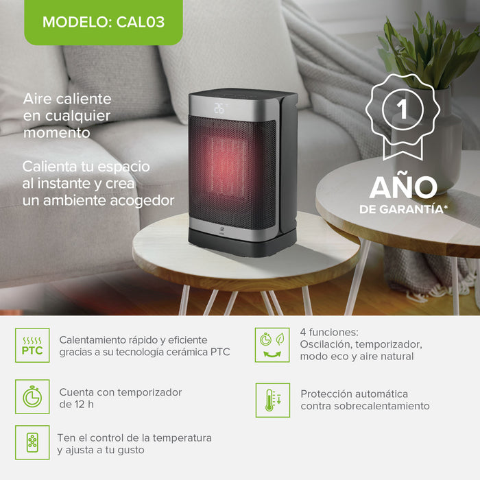 Calefactor eléctrico de cerámica ptc ° oscilación 1500 W