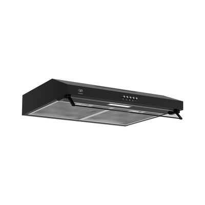 Campana de cocina de pared 60 cm con bisel de vidrio, acero inoxidable - negro