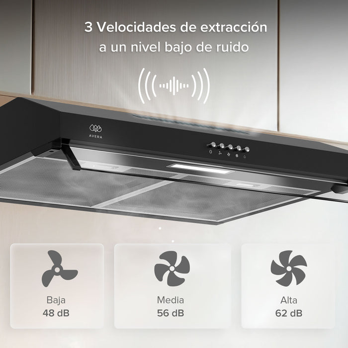 Combo Parrilla de gas Vidrio templado 4 quemadores + Campana de pared acero inoxidable 60 cm negro