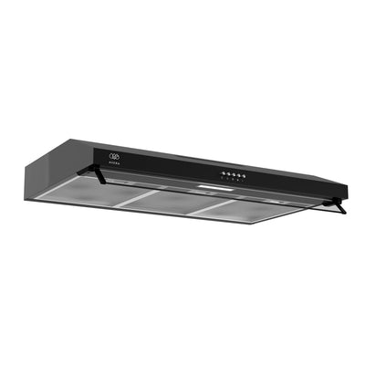 Campana de cocina de pared 80 cm con bisel de vidrio, acero inoxidable - negro