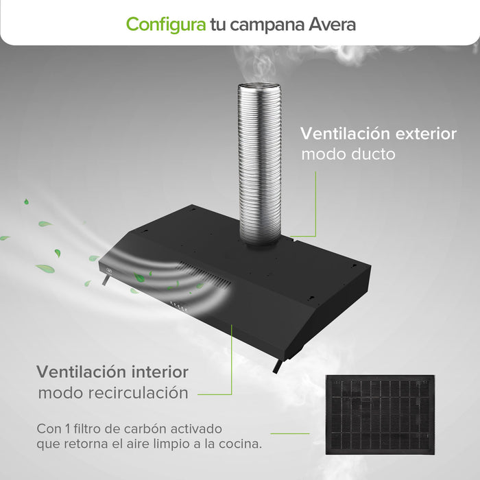 Combo Parrilla de gas Vidrio templado 5 quemadores + Campana de pared acero inoxidable 80 cm negro