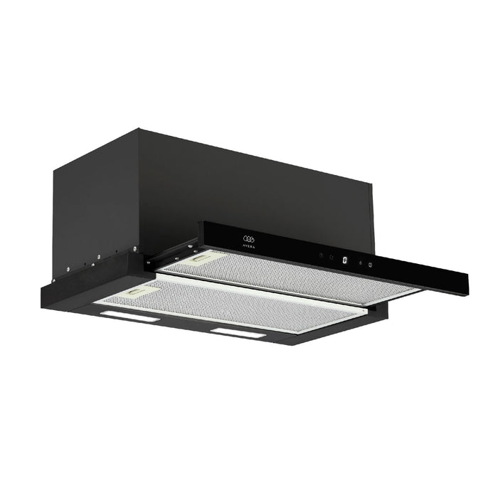Campana de cocina de pared extensible 60 cm acero inoxidable con panel digital - negro