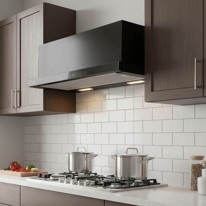 Campana de cocina de pared extensible 60 cm acero inoxidable con panel digital - negro