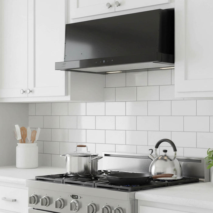 Campana de cocina de pared extensible 80 cm acero inoxidable con panel digital - negro