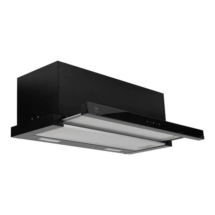 Campana de cocina de pared extensible 80 cm acero inoxidable con panel digital - negro