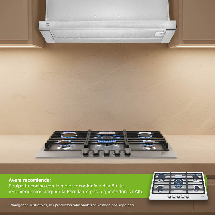 Campana de cocina de pared extensible 80 cm acero inoxidable