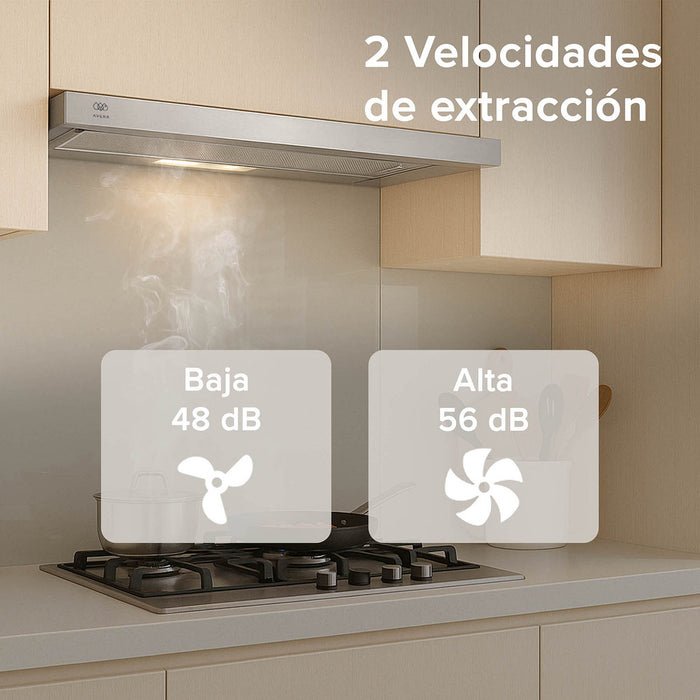 Campana de cocina de pared extensible 80 cm acero inoxidable