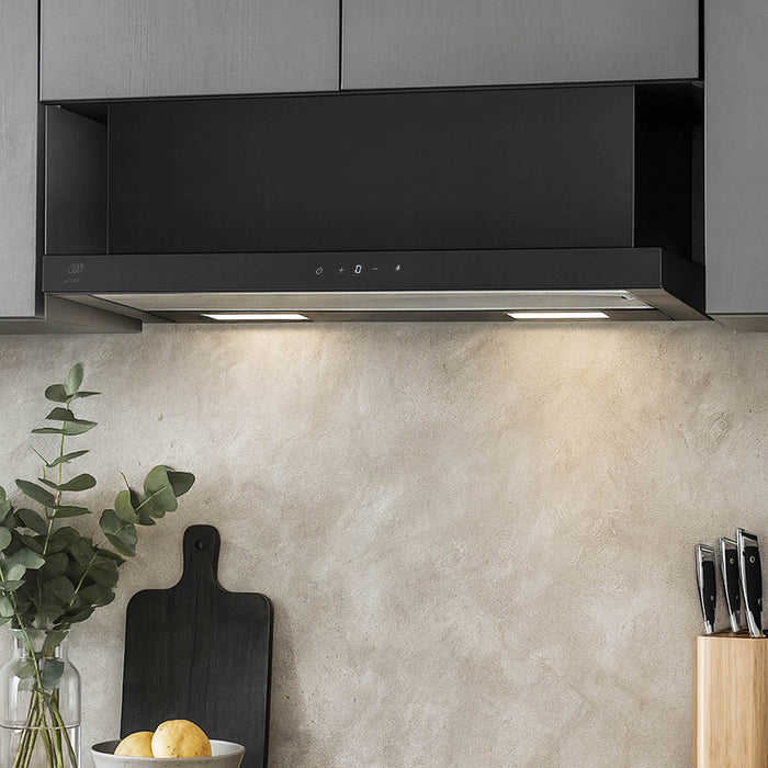 Campana de cocina de pared extensible 90 cm acero inoxidable con panel digital - negro