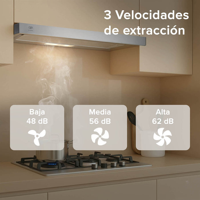 Campana de cocina de pared extensible 90 cm acero inoxidable