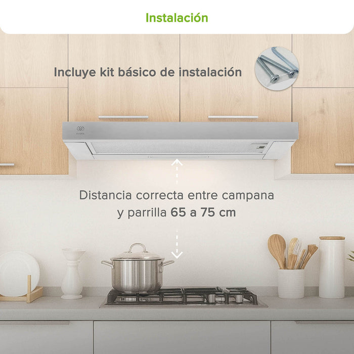 Campana de cocina de pared extensible 90 cm acero inoxidable