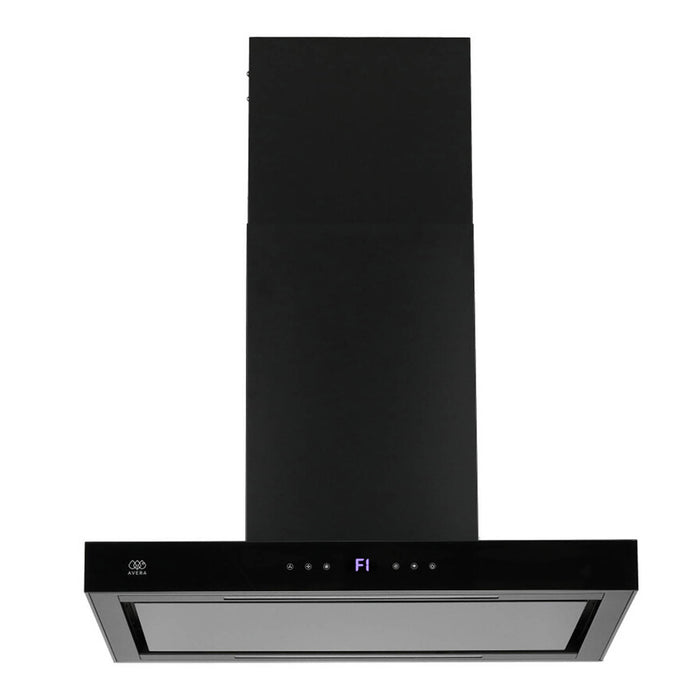 Campana de cocina de isla tipo T 76 cm acero inoxidable con panel digital - negro