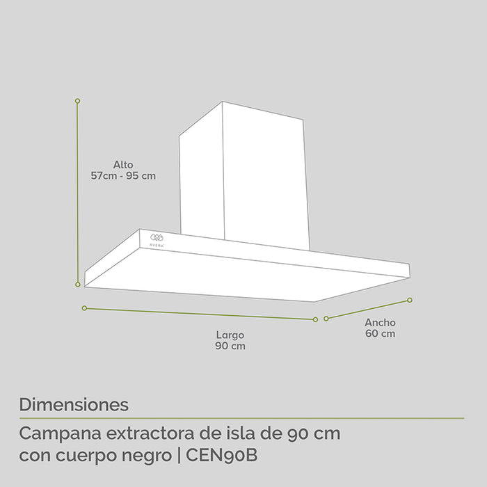 Parrilla de gas vidrio templado 6 quemadores + Campana de isla acero inoxidable negro 90 cm