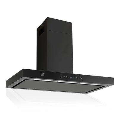 Campana de cocina de pared tipo T 90 cm control táctil, acero inoxidable - negro