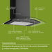 Características de la campana de cocina Avera: control por botones, iluminación de 2 lámparas, filtro para grasa y filtro de carbón activado.