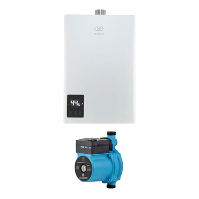 Combo Calentador instantáneo modulante gas LP 14 L, 2.5 Servicios + Presurizador 35 L