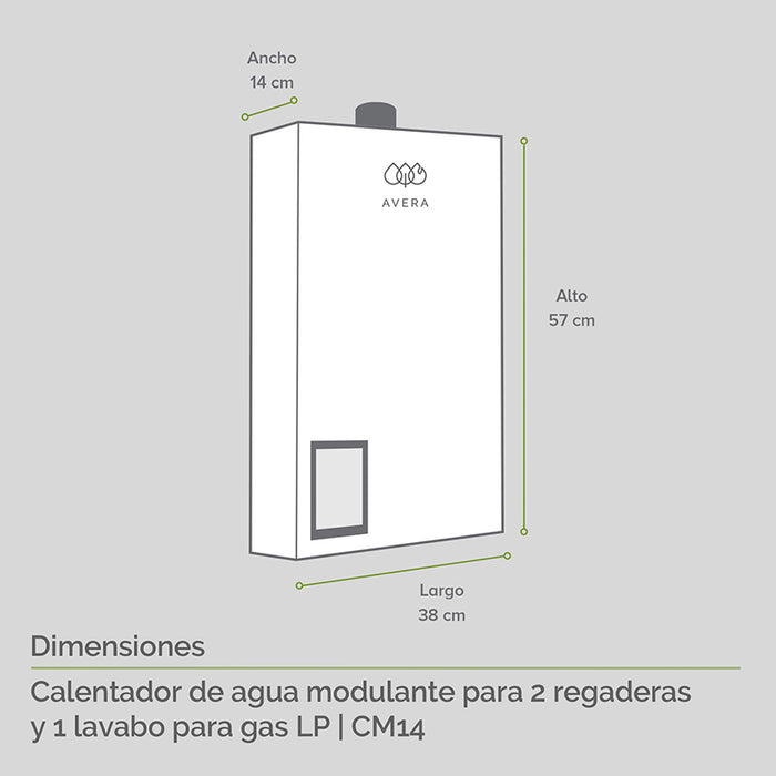 Calentador modulante gas LP 14 L + Presurizador 35 L