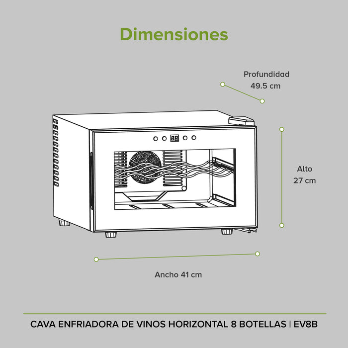 Cava de vinos horizontal para 8 botellas