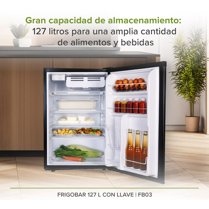Refrigerador frigobar 4.5 pies 127 L con llave