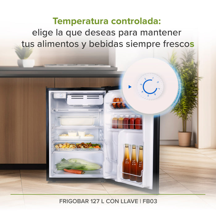 Refrigerador frigobar 4.5 pies 127 L con llave