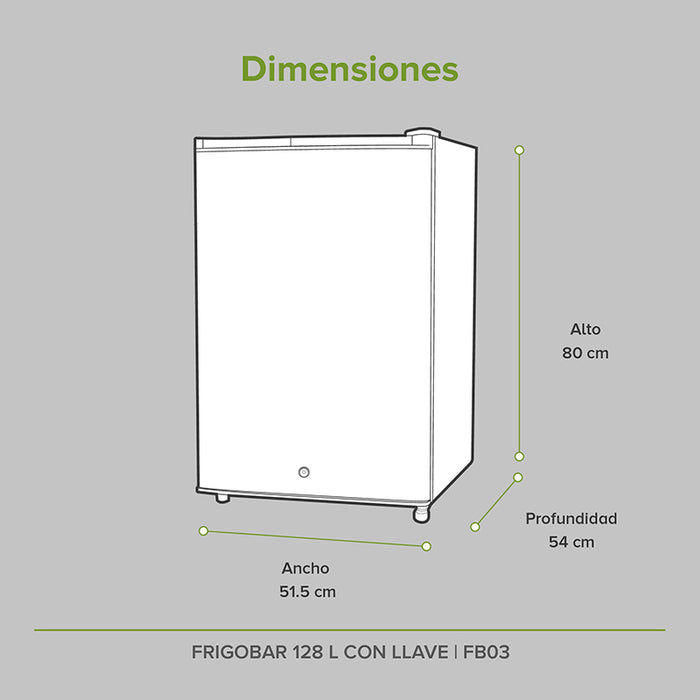 Refrigerador frigobar 4.5 pies 128 L con llave