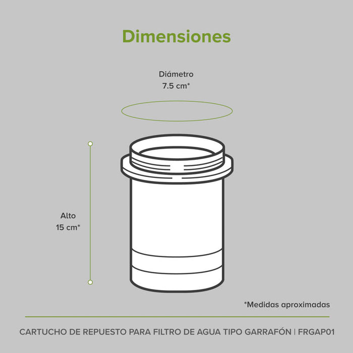 Filtro de repuesto para garrafón purificador de agua 20 L con adaptador para dispensador