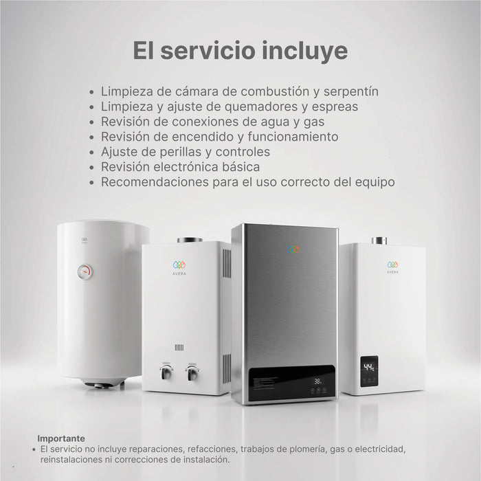 Servicio de mantenimiento preventivo para calentadores Avera