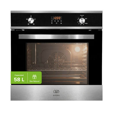 Horno empotrable a gas natural 58 L con rostizador, temporizador digital y 5 funciones