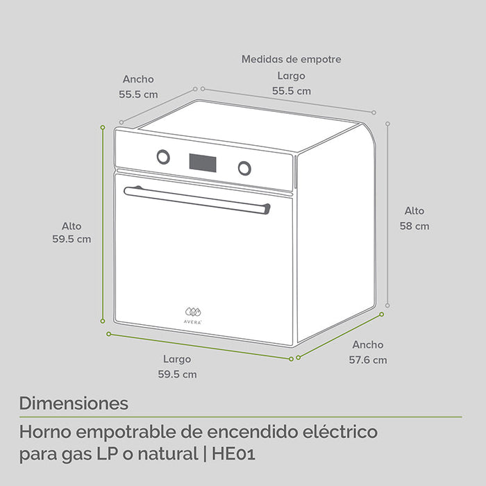 Parrilla de gas 6 quemadores + Campana pared cristal templado 90 cm + Horno eléctrico empotrable para gas natural