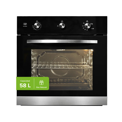 Horno empotrable a gas natural 58 L con doble zona de quemadores