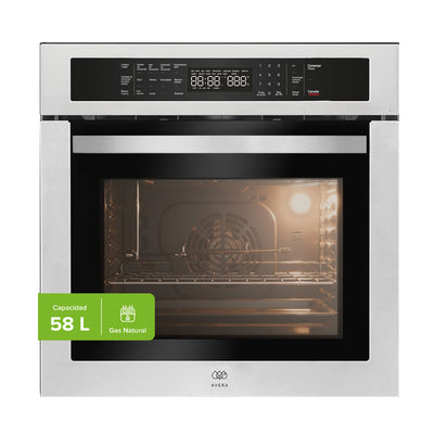 Horno empotrable a gas natural 58 L control táctil con convección, freidora de aire, limpieza a vapor - 14 funciones