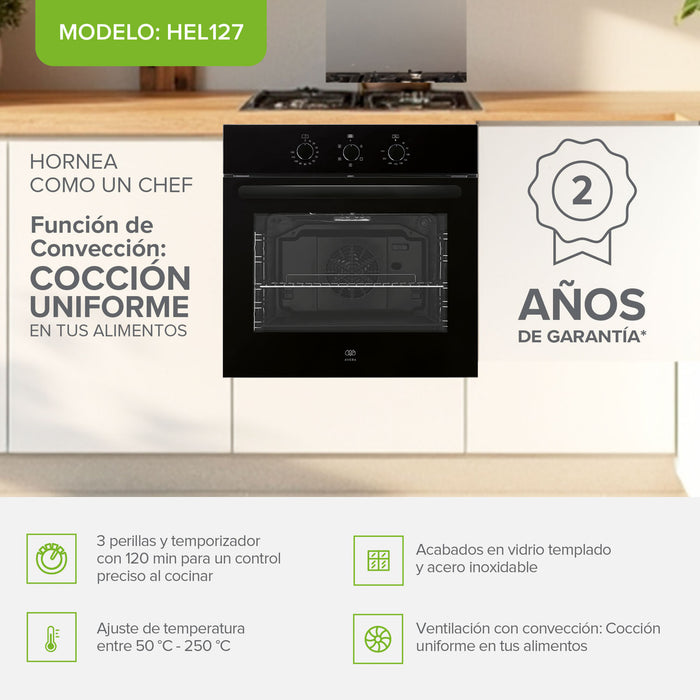 Horno eléctrico empotrable 67 Litros Acero inoxidable y Vidrio Templado