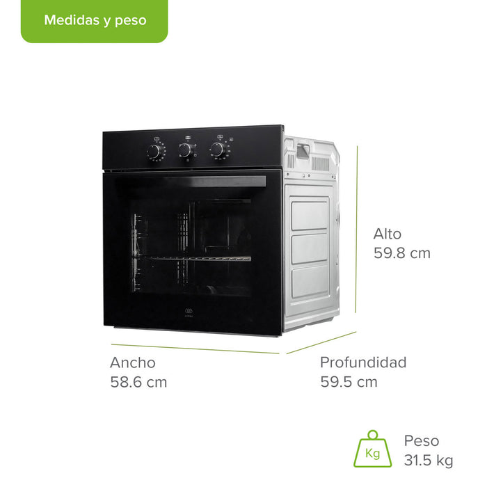 Horno empotrable eléctrico 127 V 59 cm hasta 250° con 5 funciones integradas