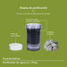 Filtros de agua: filtro de microesponja, filtro de carbón activado y minerales y piedras minerales.