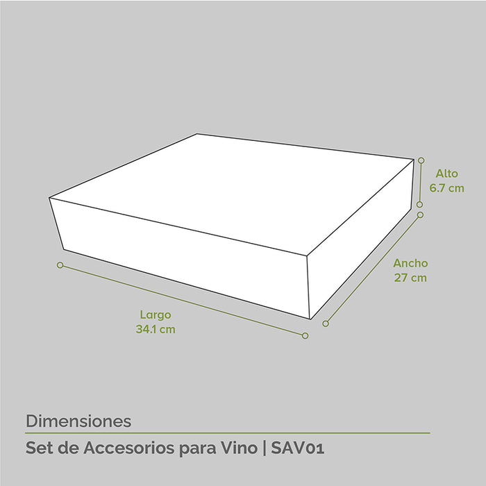 Medidas caja de accesorios para vino
