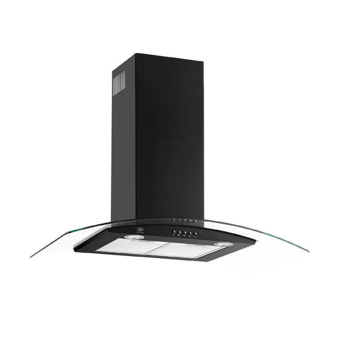 Combo Parrilla de gas 6 quemadores 90 cm + Campana de pared 90 cm con vidrio templado - negro